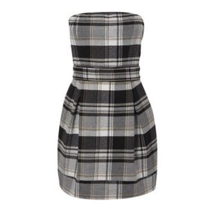Wool Plaid Mini Dress with Pockets